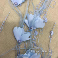 Blue Feaher Pearl Flower geborduurde stof voor jurken